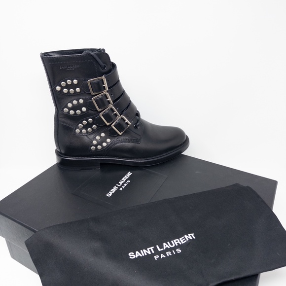 Yves Saint Laurent Black Leather Ranger Boots size 37 EU - Picture 7 of 7